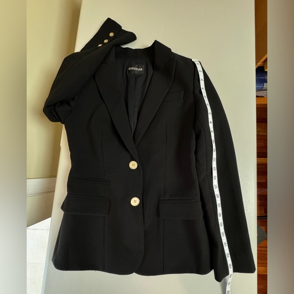 GIRDEAR Tailored Black Blazer Size 2 Structured Designer Jacket - Picture 9 of 14